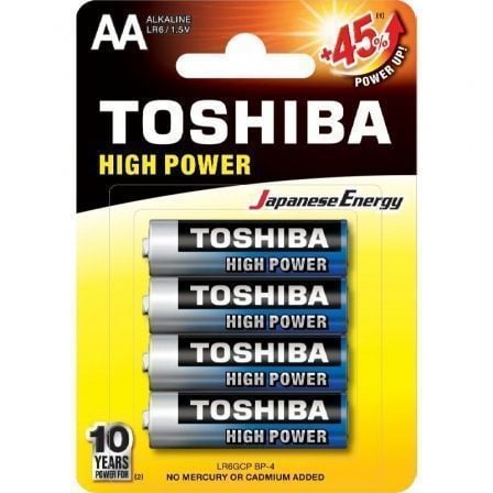 PACK DE 4 PILAS AA TOSHIBA HIGH POWER LR6/ 1.5V/ ALCALINAS | Pilas de consumo