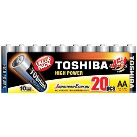 PACK DE 20 PILAS AA TOSHIBA HIGH POWER LR6/ 1.5V/ ALCALINAS | Pilas de consumo