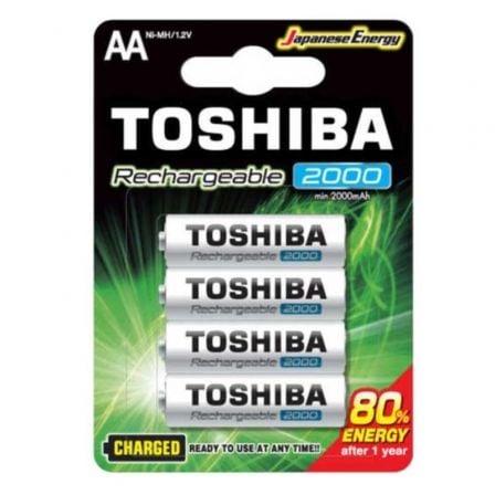 PACK DE 4 PILAS AA TOSHIBA RECHARGEABLE/ 1.2V/ RECARGABLES | Pilas de consumo