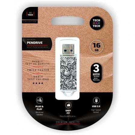 PENDRIVE 16GB TECH ONE TECH ART-DECO USB 2.0 | Pendrives