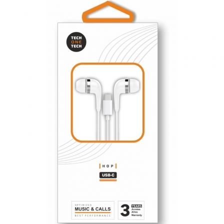 AURICULARES INTRAUDITIVOS TECH ONE TECH EARTECH TEC1304/ CON MICROFONO/ USB TIPO-C/ BLANCOS