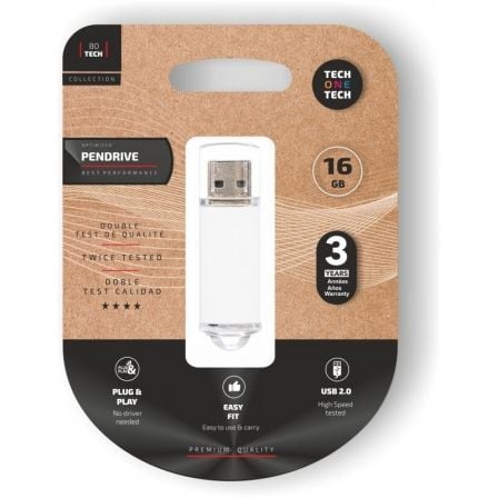 PENDRIVE 16GB TECH ONE TECH BASIC USB 2.0/ BLANCO | Pendrives
