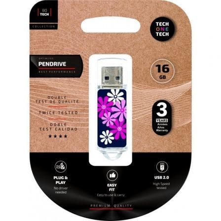 PENDRIVE 16GB TECH ONE TECH FLOWER POWER USB 2.0 | Pendrives