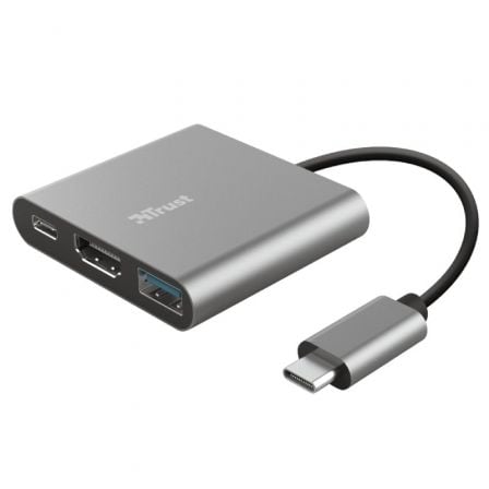ADAPTADOR TRUST DALYX 3 IN 1/ USB TIPO-C MACHO - HDMI HEMBRA/ USB 3.1 / USB TIPO-C | Adaptadores hdmi