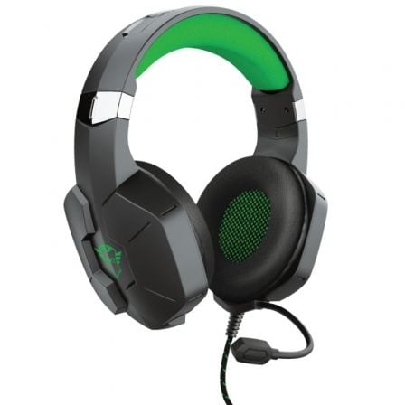 AURICULARES GAMING CON MICROFONO TRUST GAMING GXT 323X CARUS/ JACK 3.5/ NEGRO Y VERDE