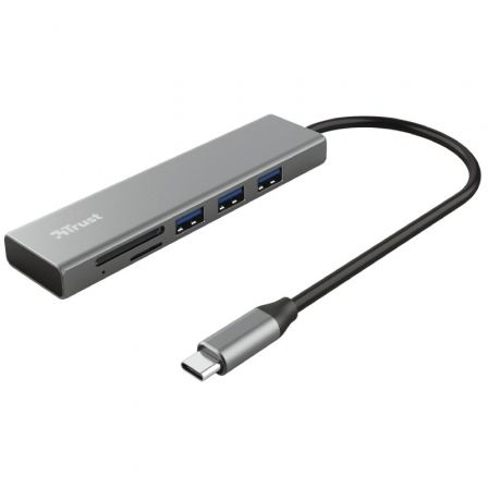 HUB USB TIPO-C TRUST HALYX/ 3XUSB/ 1XLECTOR TARJETAS SD/ GRIS | Hub usb