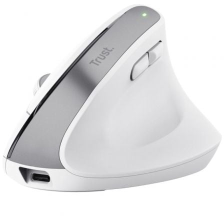 RATON ERGONOMICO INALAMBRICO POR BLUETOOTH TRUST BAYO+/ BATERIA RECARGABLE/ HASTA 2400 DPI/ BLANCO