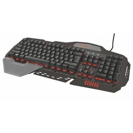 TECLADO PARA JUEGOS TRUST GAMING GXT 850 - PLACA SUPERIOR METALICA - RETROILUMINACION LED 3 COLORES - 12 TECLAS MULTIMEDIA - REP