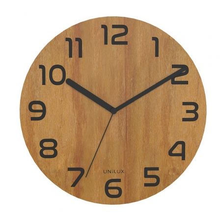 RELOJ DE PARED UNILUX PALMA BAMBOO/ NEGRO Y MADERA