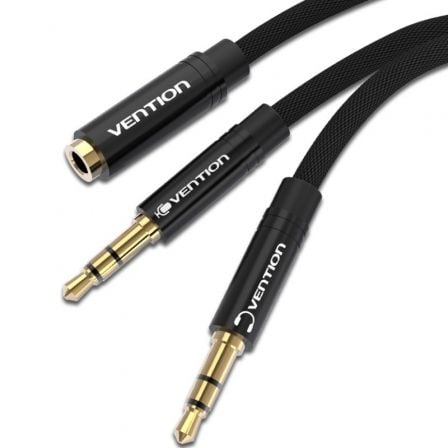 CABLE ESTEREO VENTION BBLBF/ 2X JACK 3.5 MACHO - JACK 3.5 HEMBRA/ 1M/ NEGRO