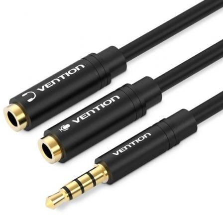 CABLE ESTEREO VENTION BBVBY/ JACK 3.5 MACHO - 2X JACK 3.5 HEMBRA/ 30CM/ NEGRO