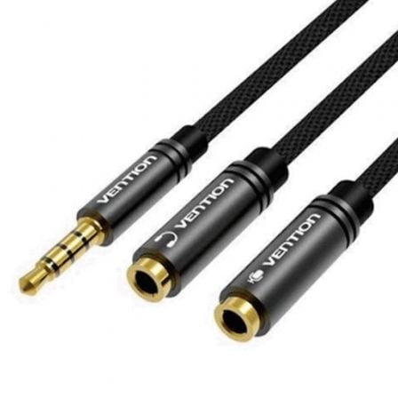 CABLE ESTEREO VENTION BBWBY/ JACK 3.5 MACHO - 2X JACK 3.5 HEMBRA/ 30CM/ NEGRO