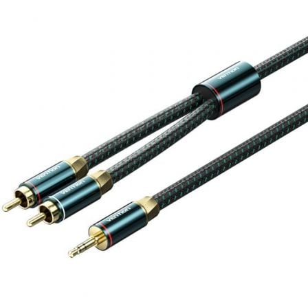 CABLE AUDIO VENTION BCSGF/ 2X RCA MACHO - JACK 3.5 MACHO/ 1M/ VERDE Y NEGRO