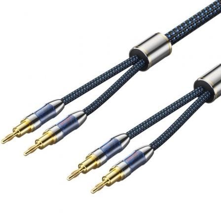 CABLE ESTEREO VENTION BLBLI/ 2X BANANA MACHO - 2X BANANA MACHO/ 3M/ AZUL Y NEGRO