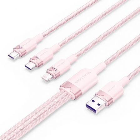 CABLE USB 2.0 LIGHTNING VENTION CTPPG/ USB MACHO/ USB TIPO-C MACHO - MICROUSB MACHO - LIGHTNING MACHO/ 1.5M/ ROSA