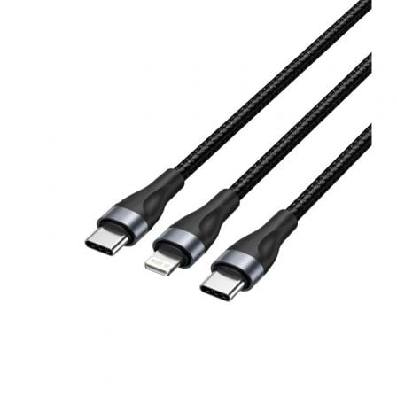 CABLE USB TIPO-C VENTION H17BAV/ USB TIPO-C MACHO - LIGHTNING MACHO/ USB TIPO-C MACHO/ 60W/ 480MBPS/ 1.2M/ NEGRO