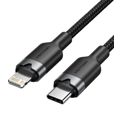 CABLE USB TIPO-C LIGHTNING VENTION LALBF/ USB TIPO-C MACHO - LIGHTNING MACHO/ 27W/ 480MBPS/ 1M/ NEGRO