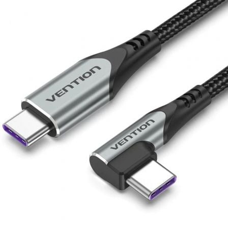 CABLE USB 2.0 TIPO-C 90 VENTION TAKHF/ USB TIPO-C MACHO - USB TIPO-C MACHO/ HASTA 100W/ 480MBPS/ 1M/ GRIS