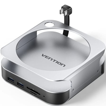 DOCKING PARA MAC MINI USB TIPO-C VENTION THIHAG/ RANURA SSD M.2/ 4XUSB/ 1XUSB TIPO-C/ 1XDISPLAYPORT 4K/ 1XLECTOR TARJETAS/ 1XJAC