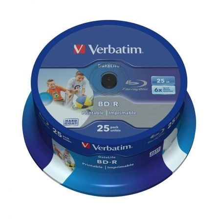 BLUE-RAY BD-R VERBATIM 43811 IMPRIMIBLE 6X/ TARRINA-25UDS | Almacenamiento dvd