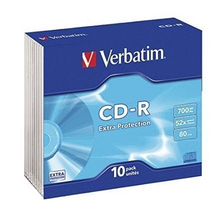 CD-R VERBATIM DATALIFE 52X/ ESTUCHE DELGADO-10UDS | Almacenamiento cd