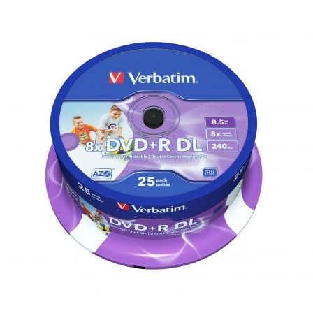 DVD+R DOBLE CAPA VERBATIM 8X/ TARRINA-25UDS | Almacenamiento dvd