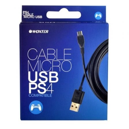 CABLE USB 2.0 WOXTER W8105 PARA PS4/ USB MACHO - MICROUSB MACHO/ 3M/ NEGRO