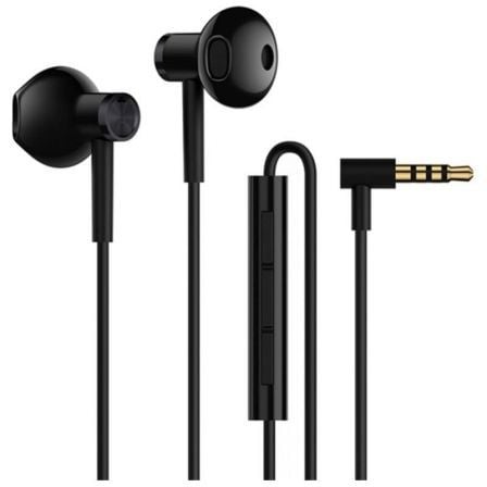 AURICULARES HALF IN-EAR XIAOMI MI DUAL DRIVER BLACK - 5W - MICROFONO - FUNC. MANOS LIBRES - 32OHM -  CABLE 1.2M - JACK 3.5MM ACO