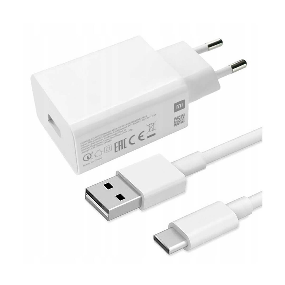 XIAOMI MDY-08-EI CARGADOR RAPIDO USB 3.0 18W + CABLE DE DATOS USB-C BLANCO (WHITE)