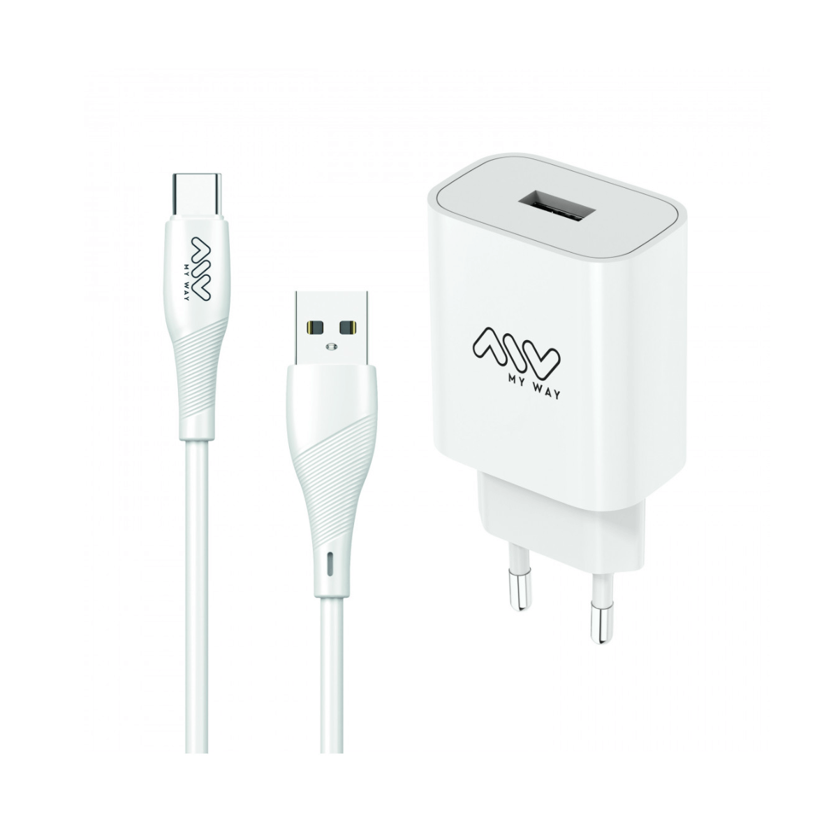 MYWAY CARGADOR DE PARED USB 12 W + CABLE USB-C BLANCO