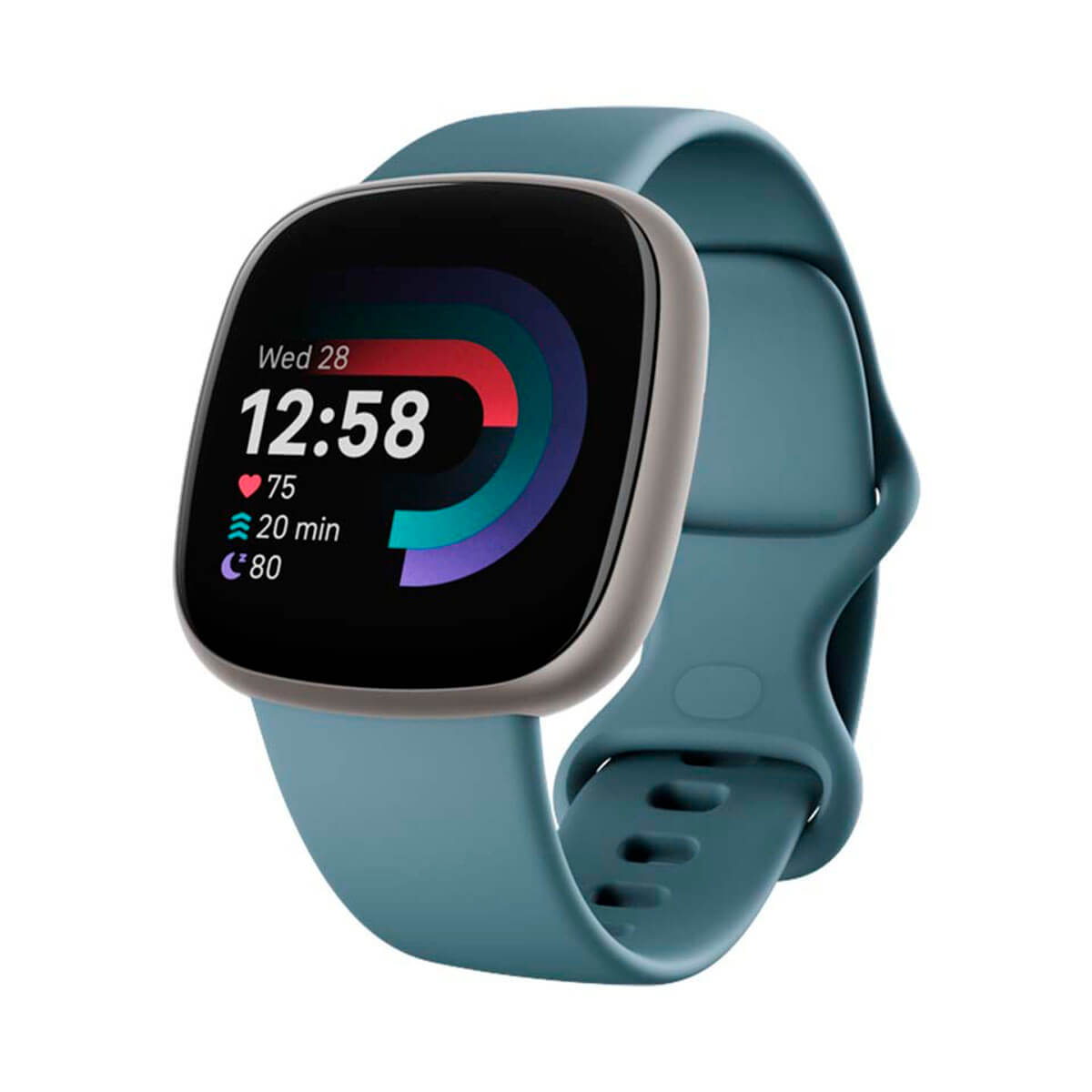 FITBIT VERSA 4 AZUL (WATERFALL BLUE) Y CUERPO DE ALUMINIO PLATINO