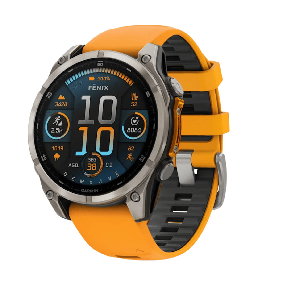 GARMIN FENIX 8 AMOLED 51MM GPS SAPPHIRE TITANIO CON CORREA DE SILICONA NARANJA | Wearables