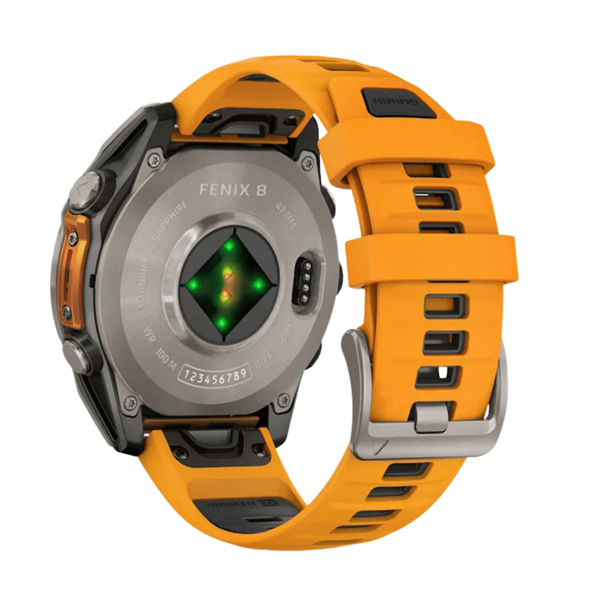 GARMIN FENIX 8 AMOLED 47MM GPS SAPPHIRE TITANIO CON CORREA DE SILICONA NARANJA | Wearables