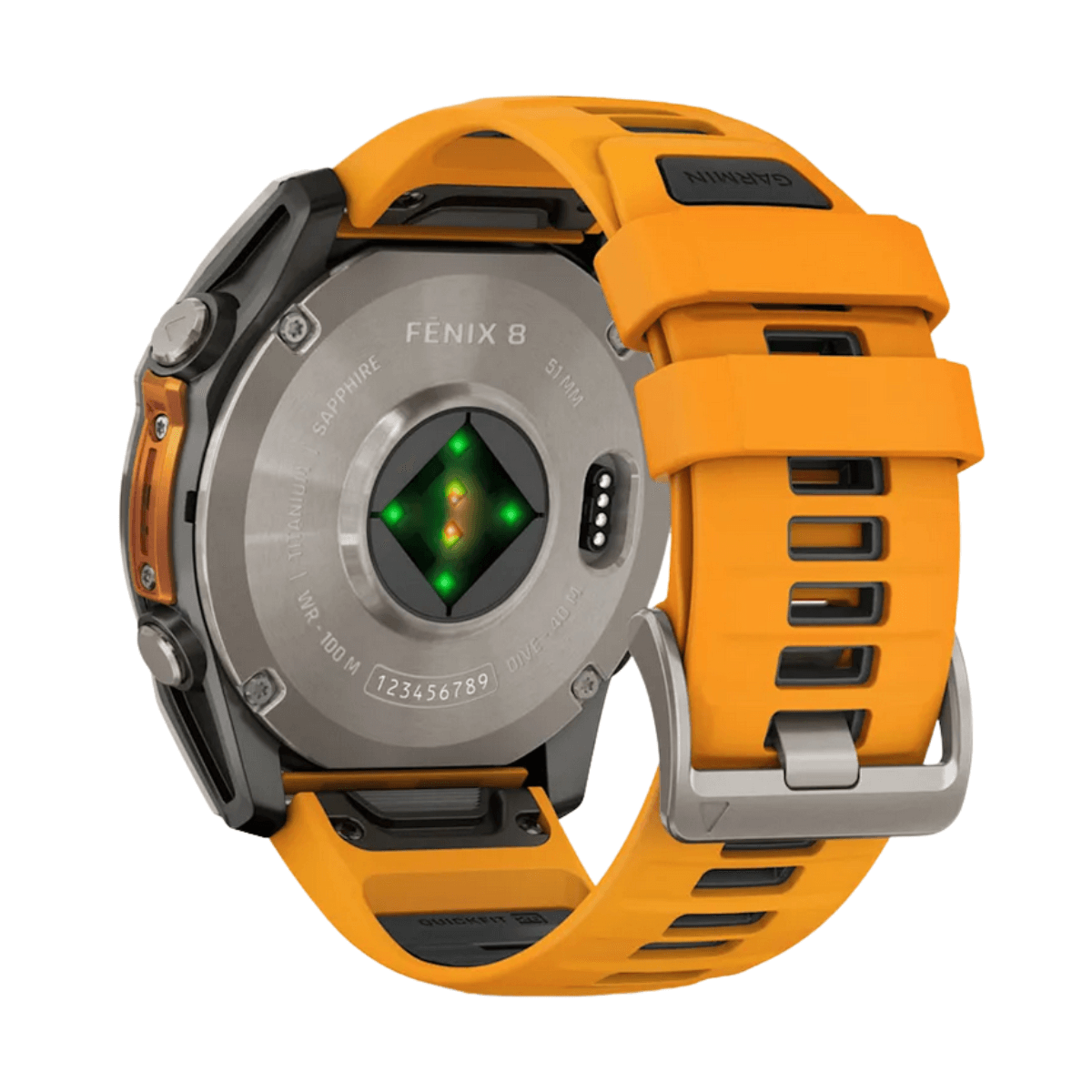 GARMIN FENIX 8 AMOLED 51MM GPS SAPPHIRE TITANIO CON CORREA DE SILICONA NARANJA | Wearables