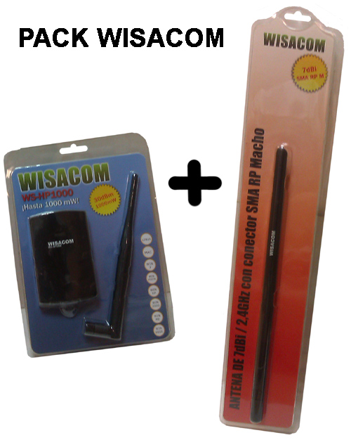 Pack Wisacom USB 1W + Wisantena 7dBi SMA RP M
