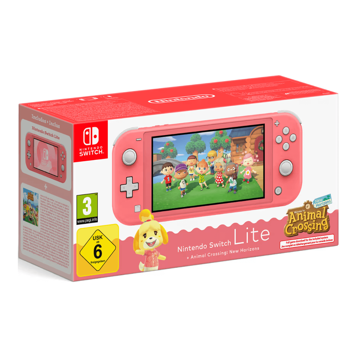 CONSOLA NINTENDO SWITCH LITE CORAL + ANIMAL CROSSING NEW HORIZONS | Consolas