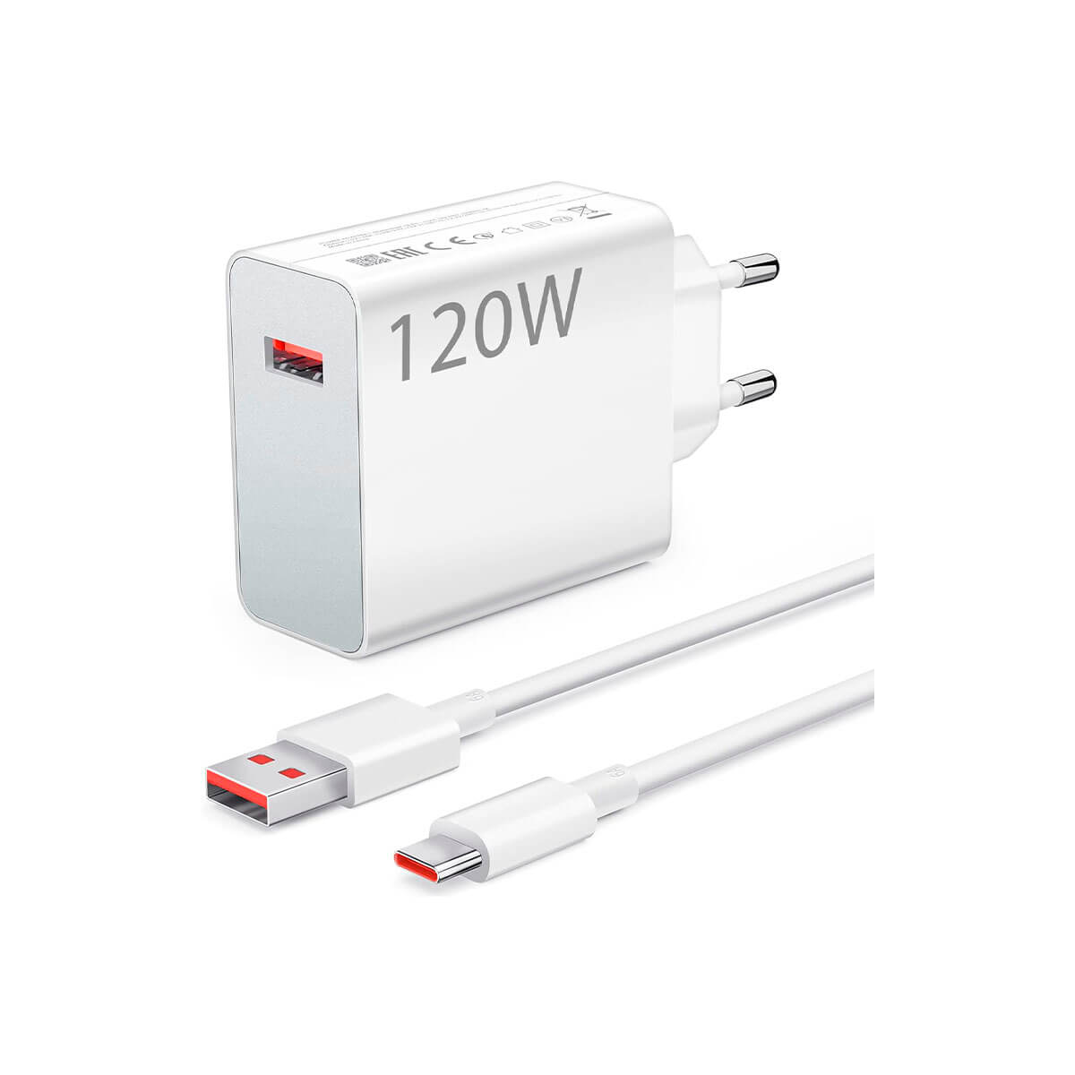 Xiaomi charging combo 120w cargador rapido usb-a + cable de datos usb-c  blanco mdy-13-ee, CXI120CC, Accesorios